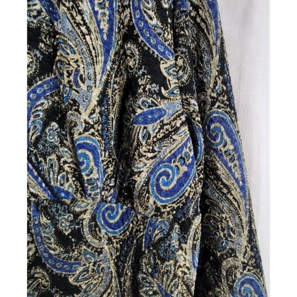 East 5th Blouse Wrap Front Peplum Retro Large metallic Paisley Y2K Hippie classi - Picture 3 of 8